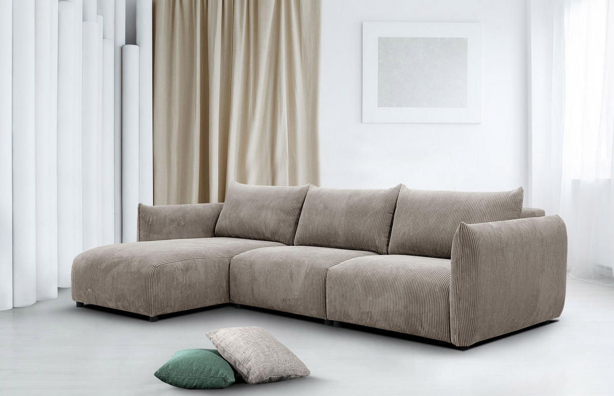 ECKSOFA TAUER 5-Sitzer, taupe - Taupe/Schwarz, Holzwerkstoff/Kunststoff (173/294cm) - Courtois Laville