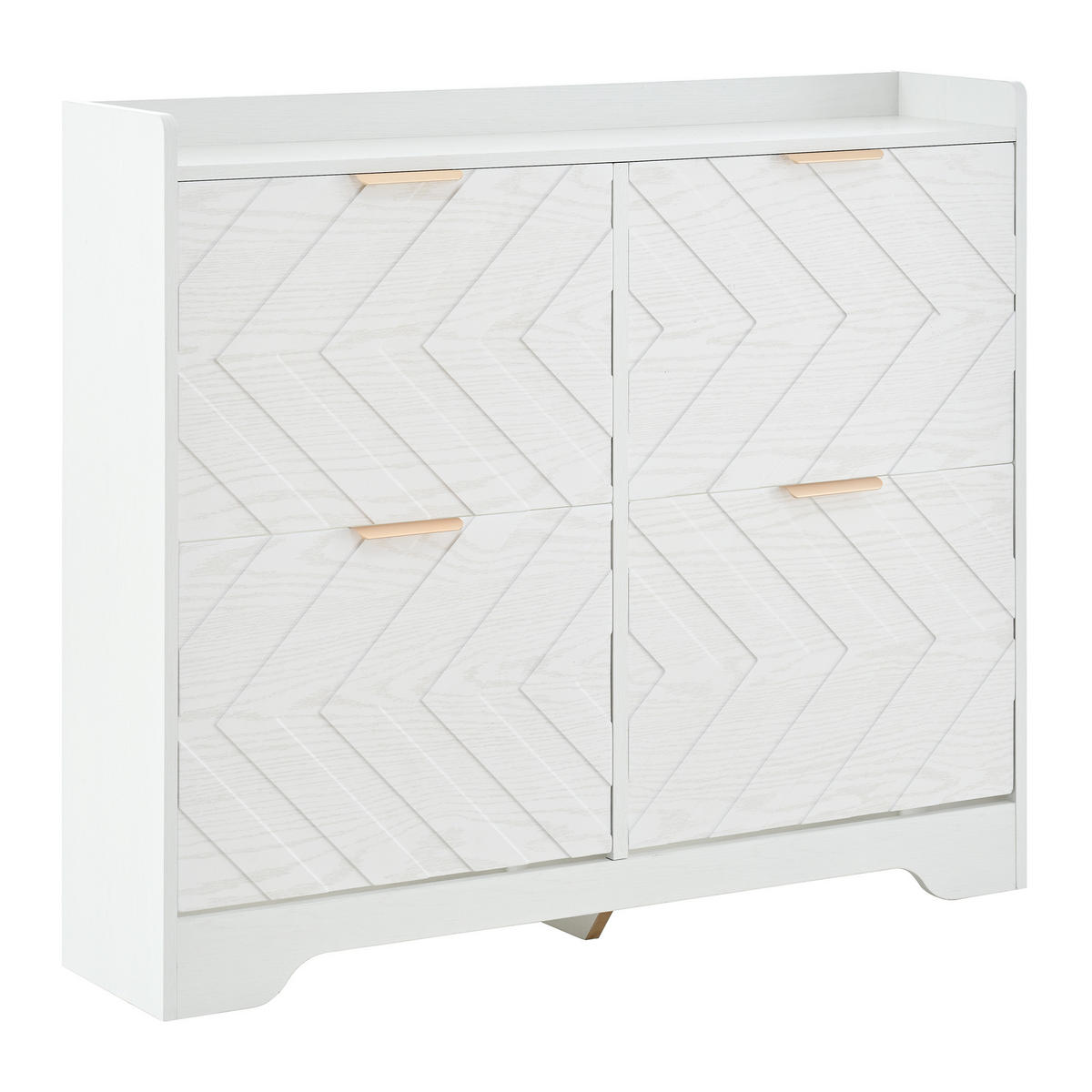 SCHUHSCHRANK mit 3d-strukturfront & 4 klappfächern - Weiß, Holzwerkstoff (105/90/24cm) - Urban Meuble