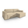 ECKSOFA FIANO M Creme Velours-Stoff mit Schlaffunktion - Creme, Holz (245/148cm) - MASSENO