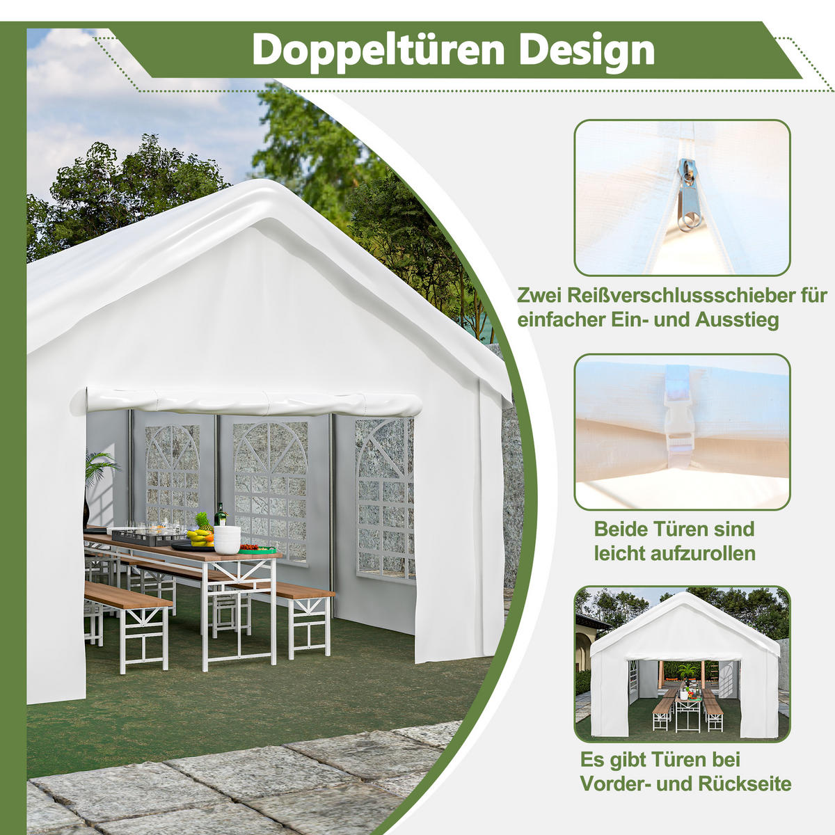 KLEINGARAGE aus Stahlrohr & PE-Oxford 601x400x281 cm in Weiß - Weiß, Metall (400/281/601cm) - Modfu