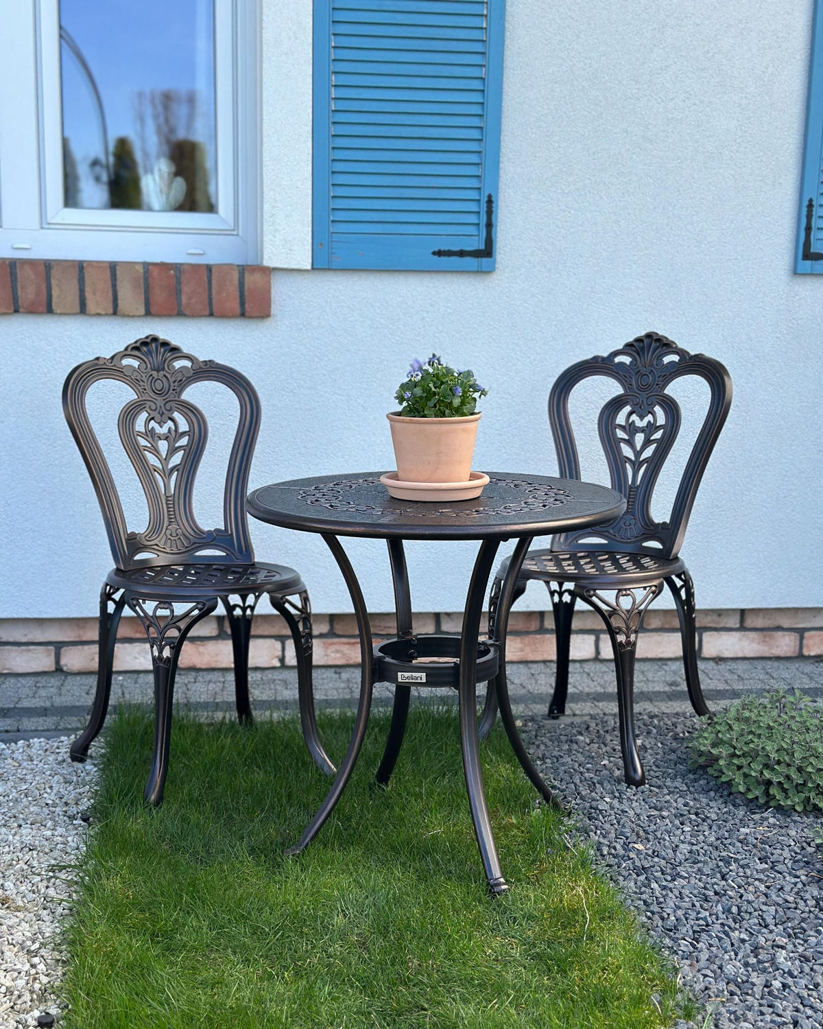 ZAHRADNÍ ŽIDLE sada 2 ks Hliník tmavě hnědá Bovino - tmavě hnědá, kov (43/90/53cm) - Beliani