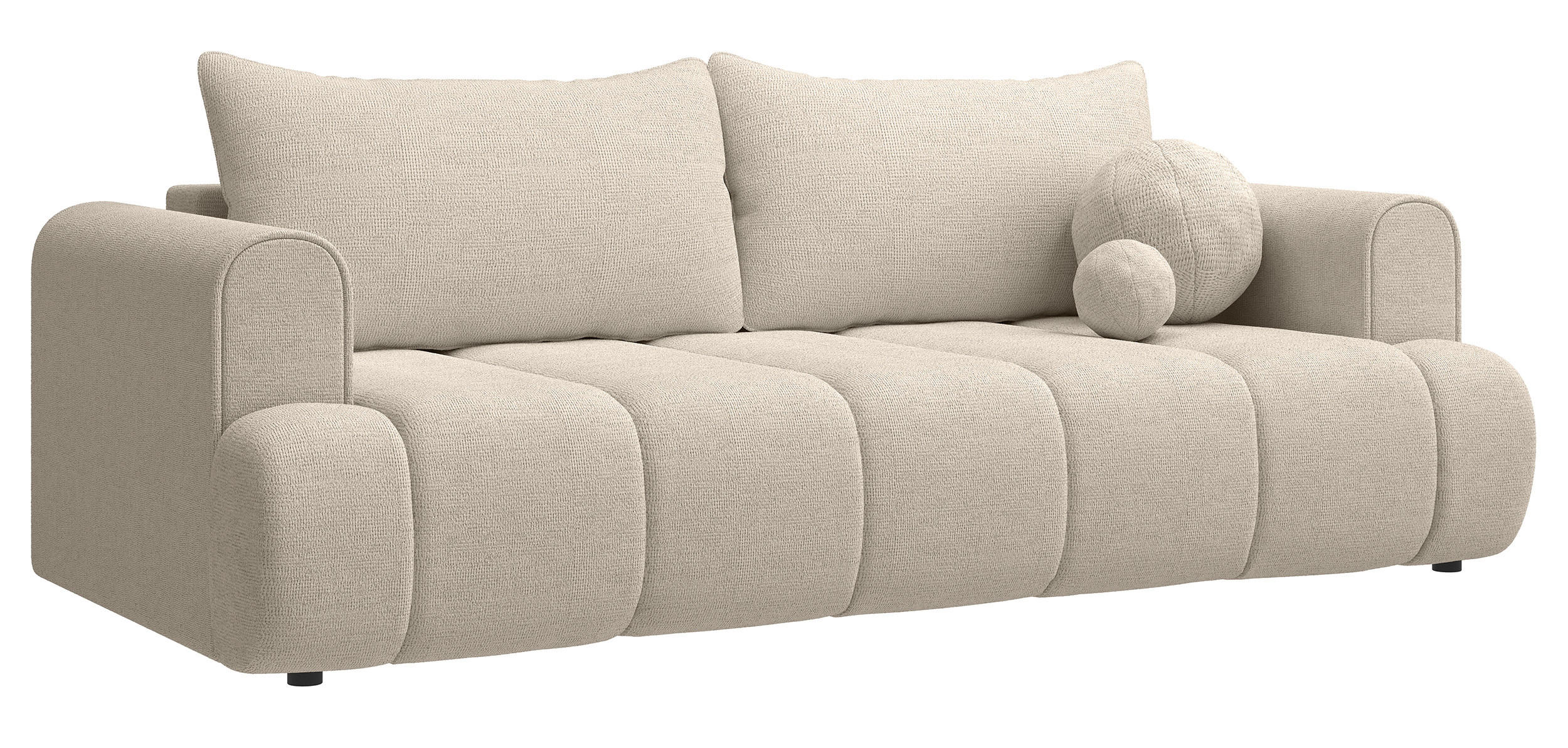 3-SITZER-SOFA Dandelino Hellbeige mit Schlaffunktion - Ecru/Schwarz, Kunststoff/Textil (250/90/112cm) - Selsey