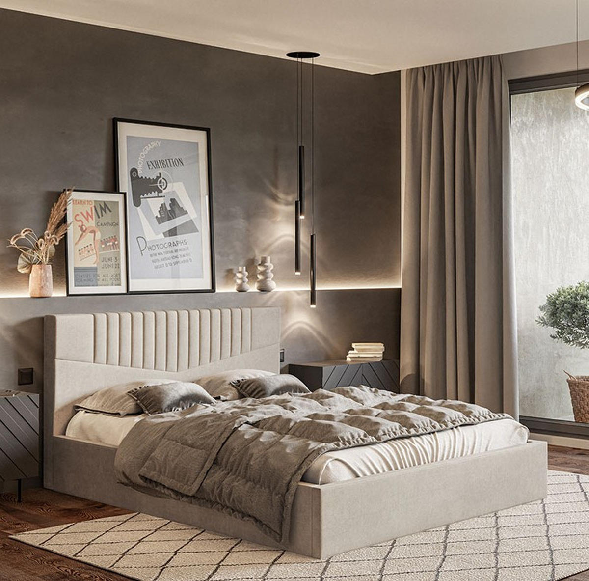 BETT Beige OLDO 7 Gepolstert Mit Bettkasten 180x200 cm - Beige, Textil (180/200cm) - Sepro Meble