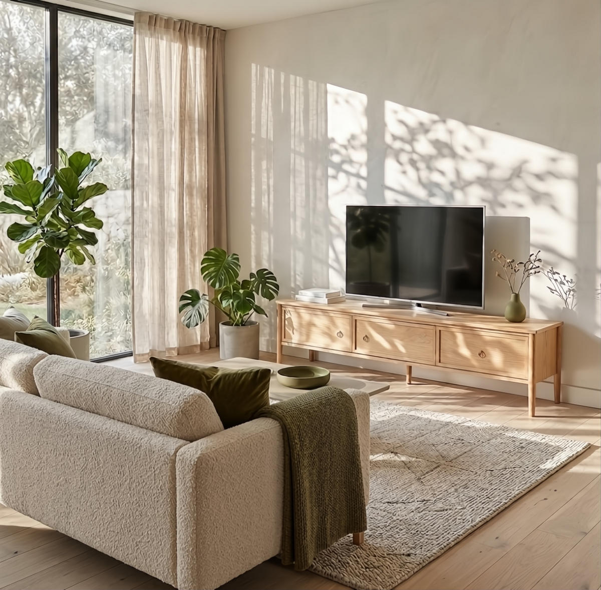 TV-LOWBOARD Rose, Eiche - Beige, Holz (175/45/45cm) - WOODEK