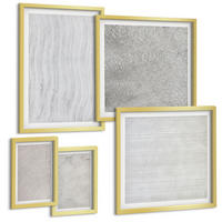 BILDER SET 5er Set - 50x50 cm & 20x30 cm & 40x60 cm Goldrahmen - Sandmuster geometrische Strukturen - Goldfarben, Kunststoff (40/60cm) - TULUP