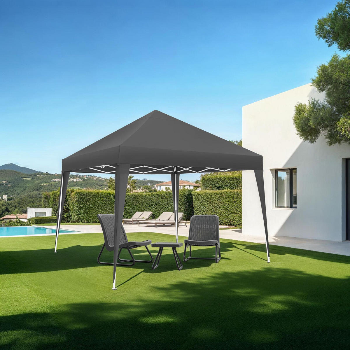PAVILLON Linosa,inklusive Spannseile, Heringe und Tragetasche,grau - Grau, Kunststoff (300/255/300cm) - tectake