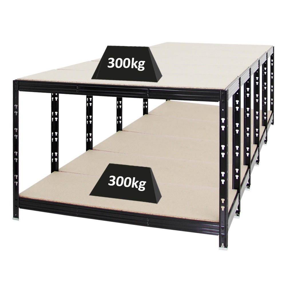 WERKBANK Tiger 5er-Set mit 5x 300 kg pro Fachboden 90x140x60 cm Schwarz - Schwarz, Metall (700/90/60cm) - PROREGAL