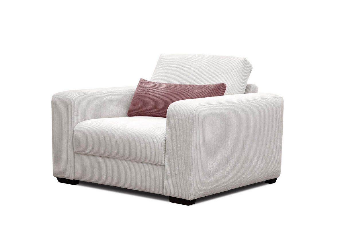 SESSEL OLI in Cordstoff perlweiß - Weiß, Holz/Textil (130/91/108cm) - Courtois Laville