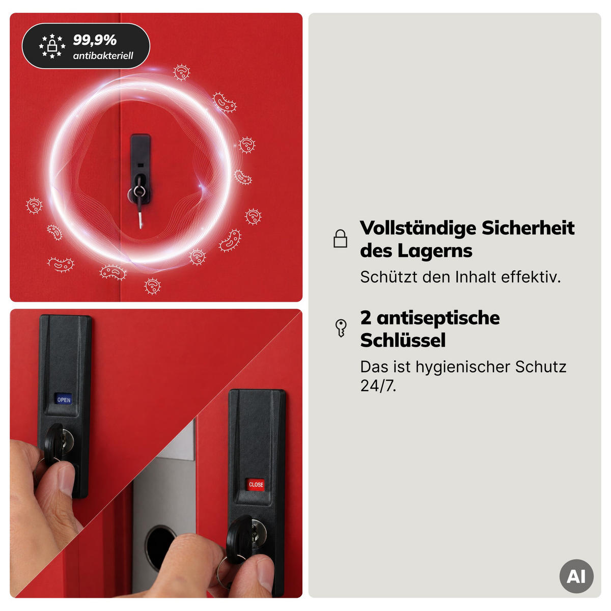 SCHIEBETÜRENSCHRANK KUBA 185x90x40 cm - Anthrazit/Rot, Metall (90/185/40cm) - Jan Nowak