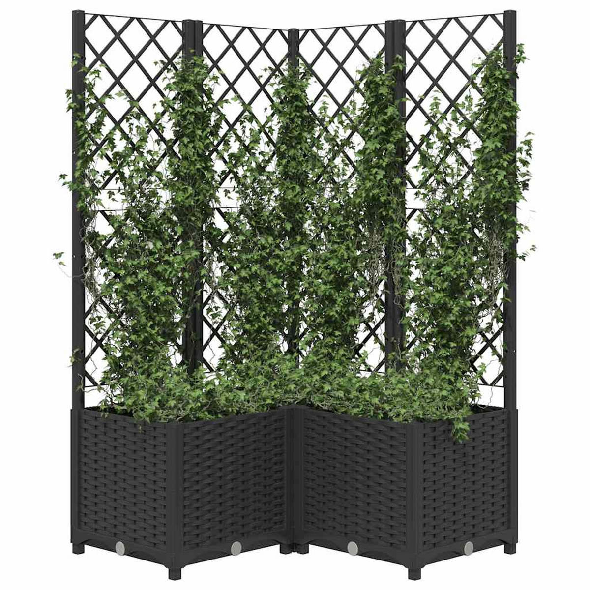 HOCHBEET mit Rankgitter in L-Form, 80/80/136 cm, aus PP, Schwarz - Schwarz, Kunststoff (80/136/80cm) - vidaXL