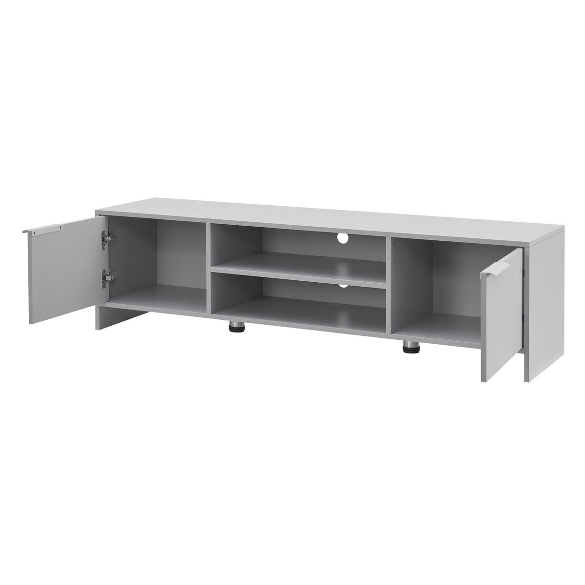NÍZKÁ SKŘÍŇ Stevns - světle šedá, kov/kompozitní dřevo (145/40/38cm) - [en.casa]