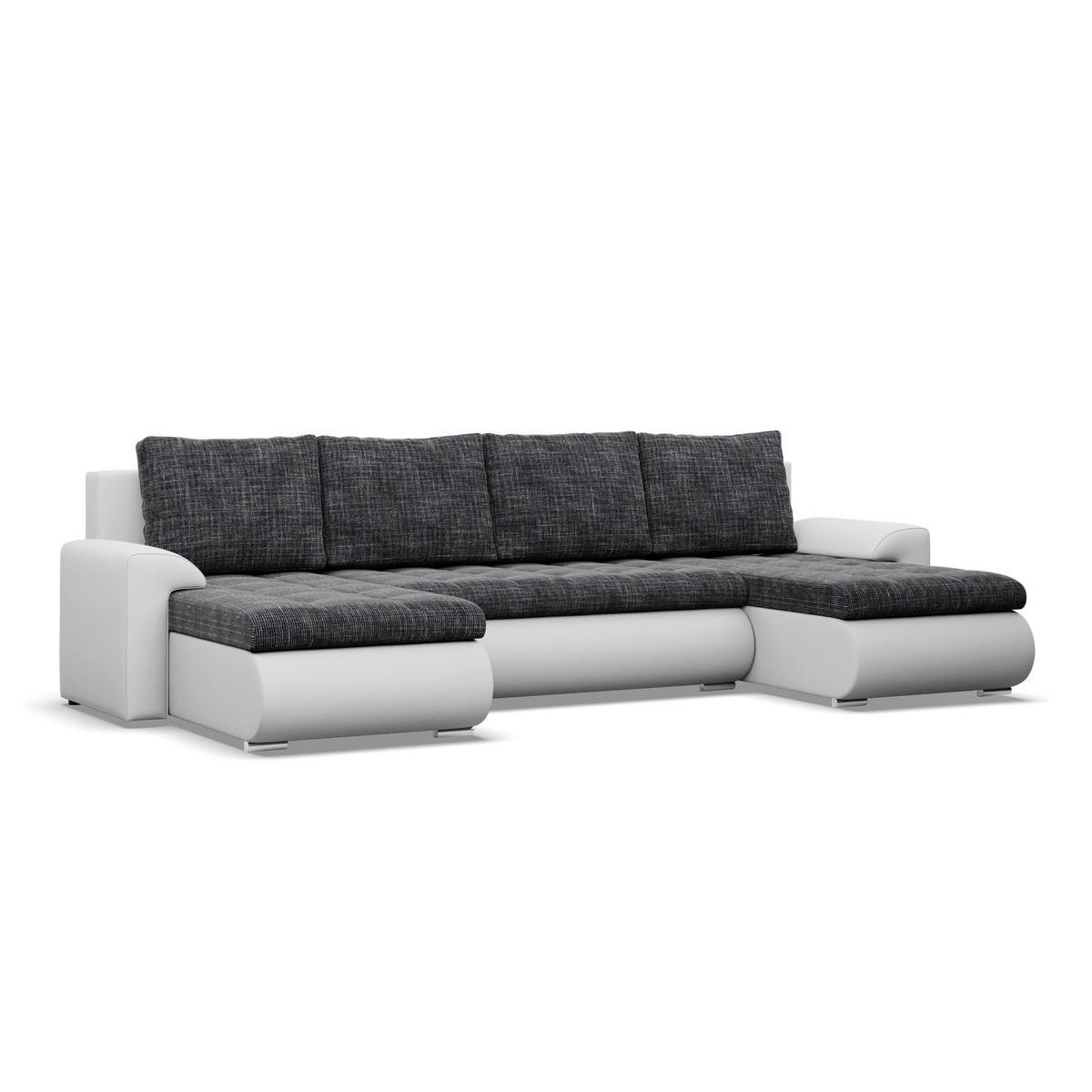 U-SOFA MIT SCHLAFFUNKTION FORESTA, Schwarz + Grau - Schwarz/Grau, Textil (302/89/159cm)