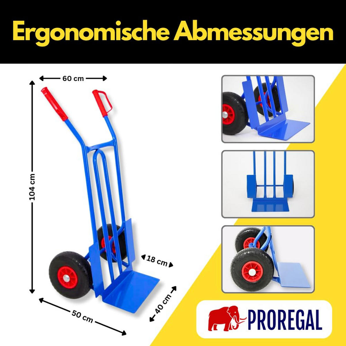 SACKKARRE Rhino XL Schaufel 104x60x50cm Traglast 250kg Pannensichere Räder Blau - Blau, Metall (50/60/104cm) - PROREGAL