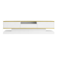 TV Lowboard LED 180x38x45 cm, 3 Schubladen, offenes Fach, Weiß - Weiß, Holz (180/45/38cm)
