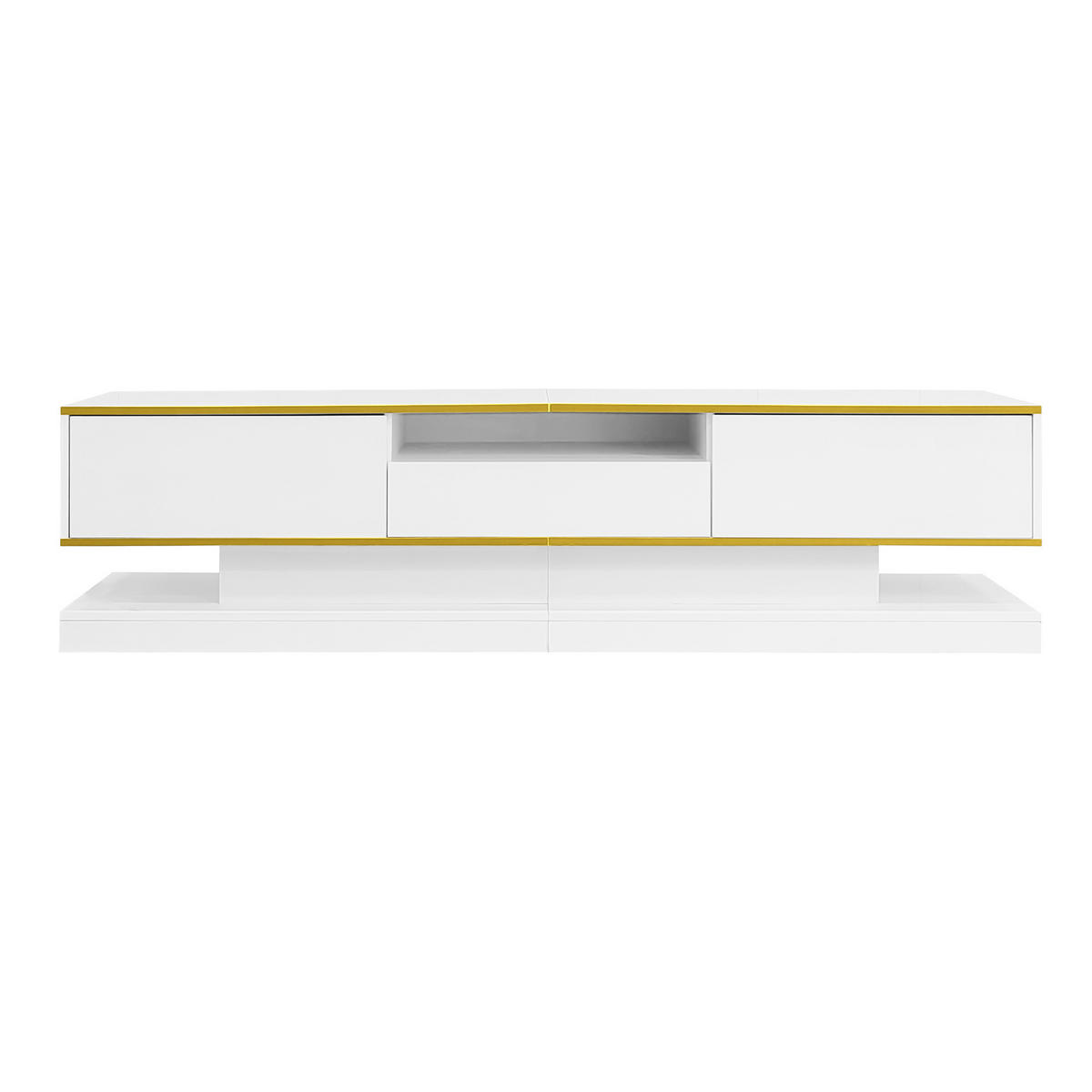 LOWBOARD DE-40561 3 Schubladen mit LED und goldenen Akzenten Weiß - Weiß, Holzwerkstoff (180/45/38cm) - ComfortXL