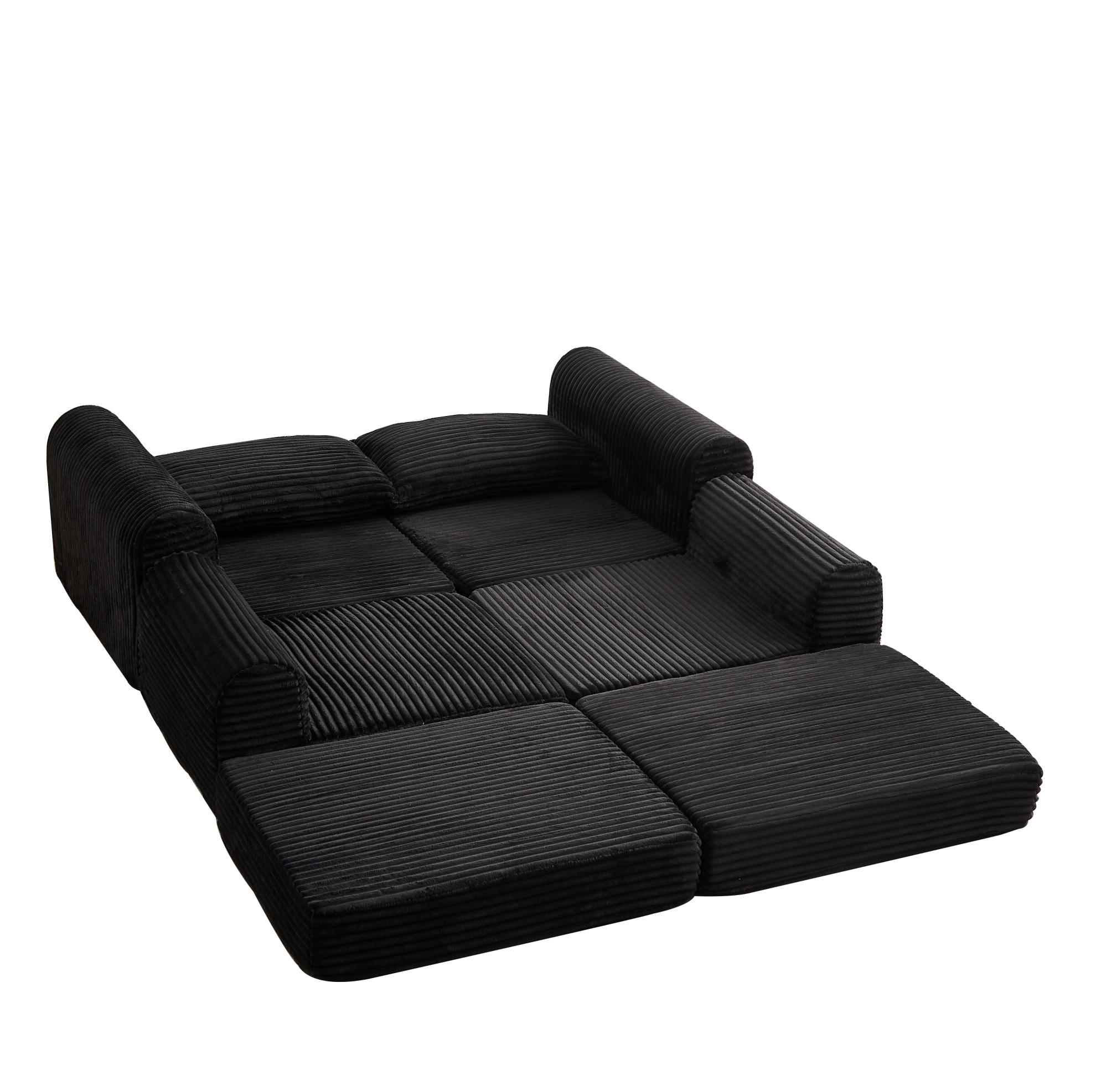SCHLAFSOFA in Schwarz – modular, mit umstellbarer Fußstütze - Schwarz, Textil (243/53/194cm) - BEAOK