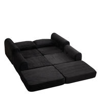 SCHLAFSOFA in Schwarz – modular, mit umstellbarer Fußstütze - Schwarz, Textil (243/53/194cm) - BEAOK