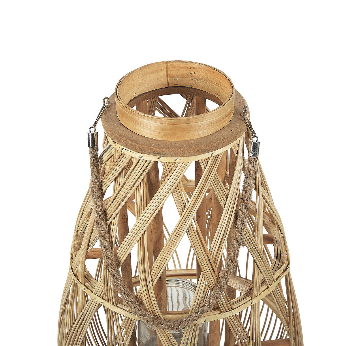 LATERNE Heller Holzfarbton Tonga - Hellbraun, Holz (39/77/39cm) - Beliani