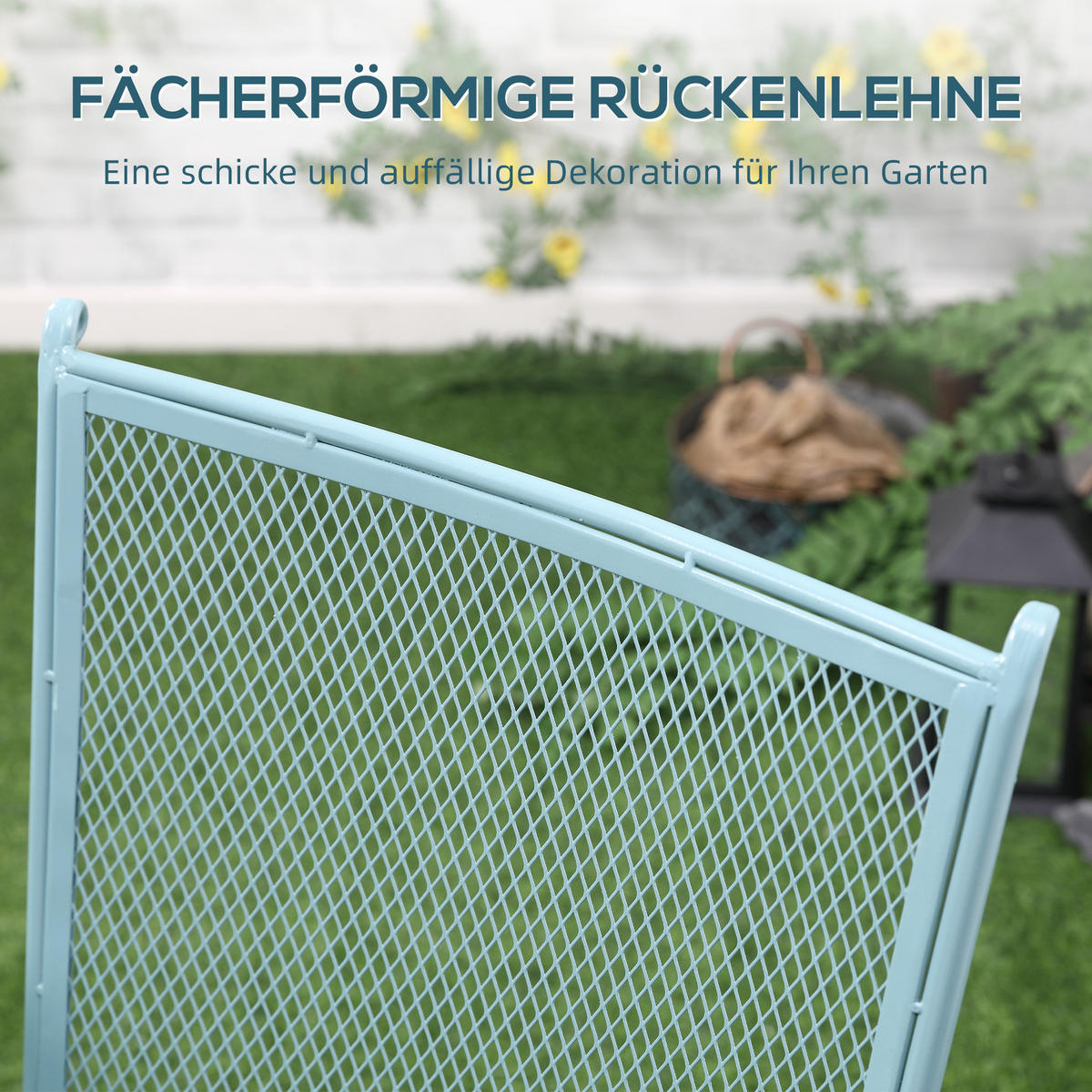 GARTENMÖBEL Set, Metall, Hellblau - Hellblau, Metall - Outsunny