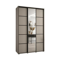 SCHWEBETÜRENSCHRANK 235,2/150/45 3-türig - Kaschmir/Schwarz, Holz/Metall (150/235.2/45cm) - MÖBEL KRYSPOL