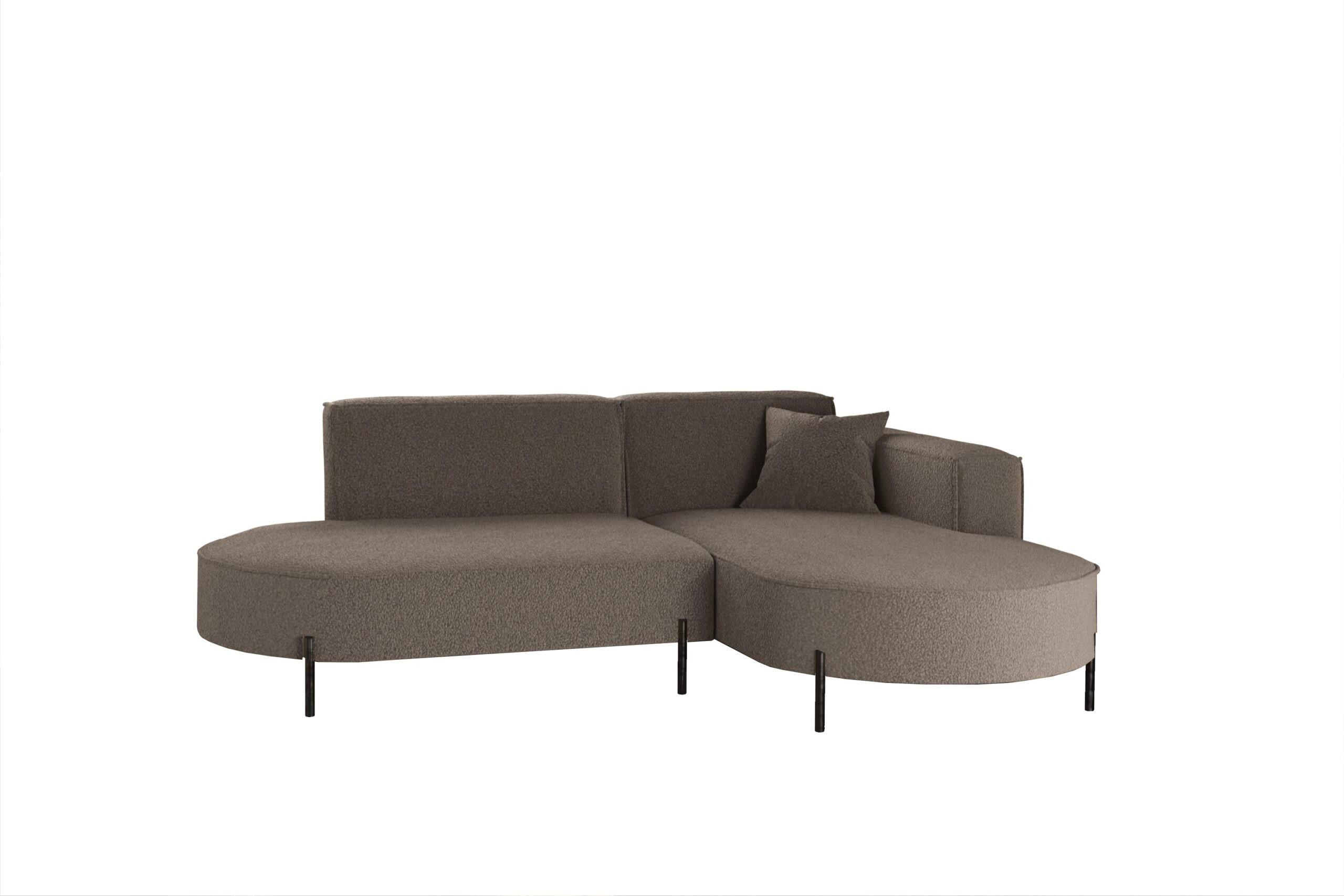 ECKSOFA L-Form Designer Modena Rein Stoff Quelle Braun Rechts - Braun, Holz/Textil (236/165cm) - Kaiser Möbel