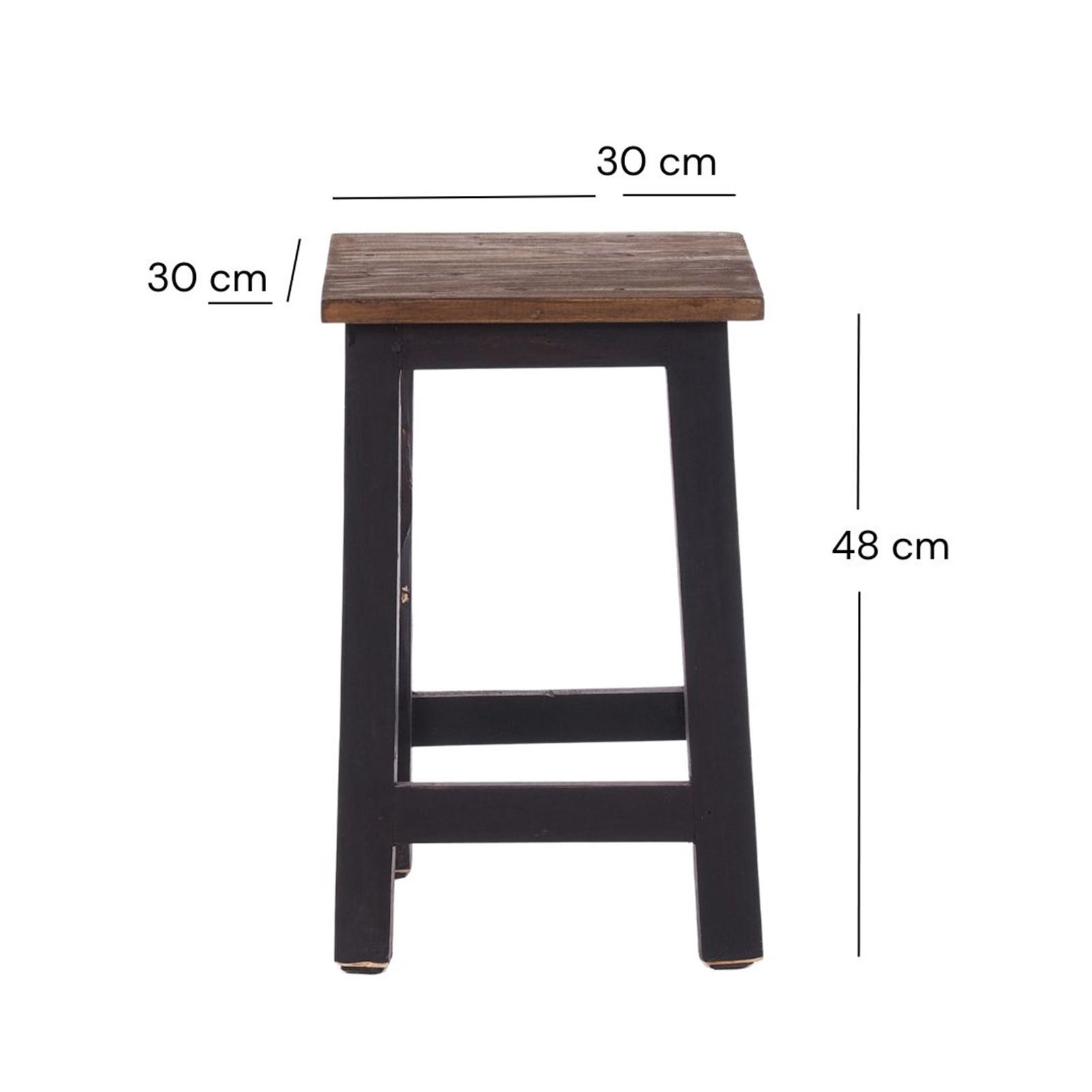 HOCKER MADERO Recyclingholz 04 schwarz-natur - Graubraun, Karton (30/48/30cm) - DESIGN DELIGHTS