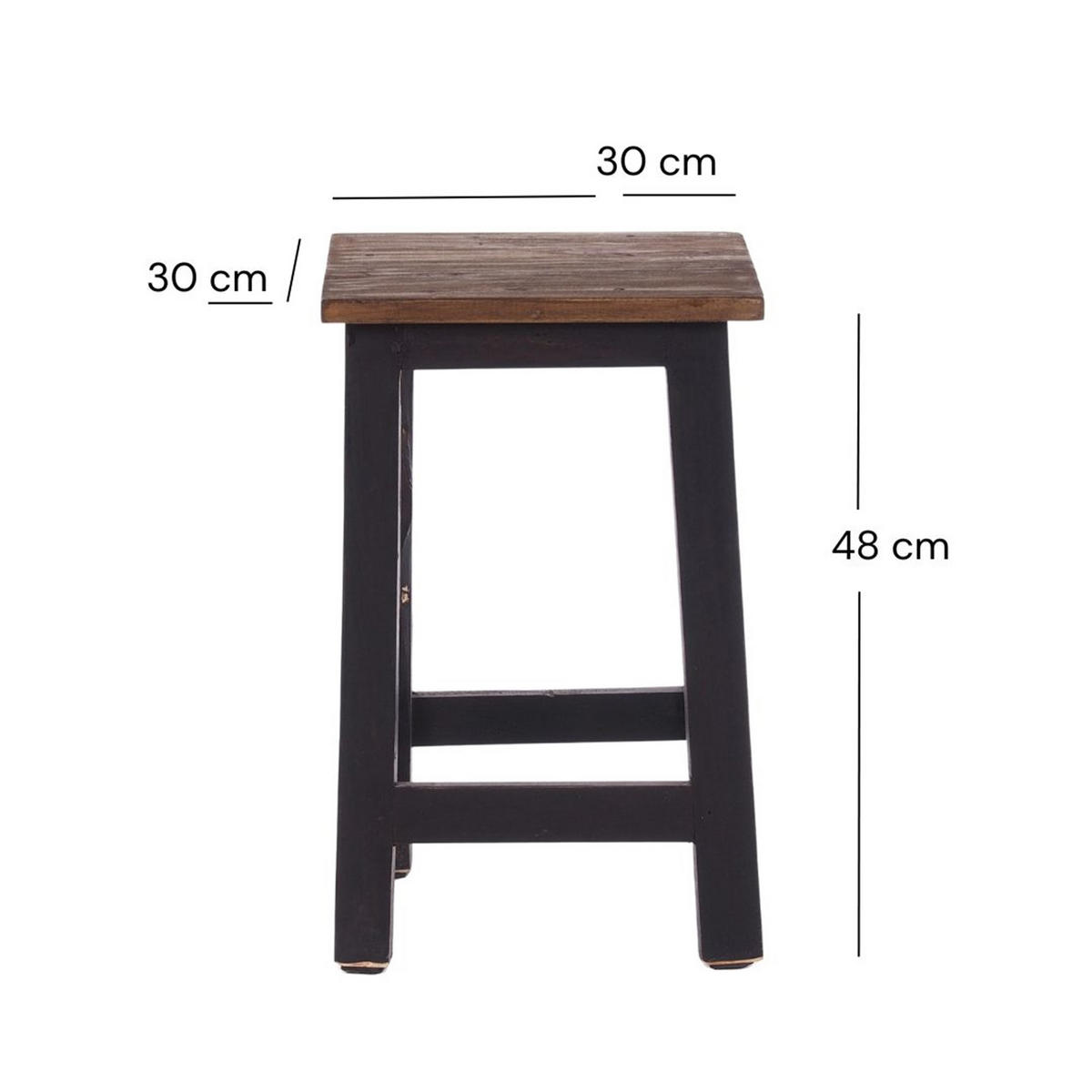 HOCKER MADERO Recyclingholz 04 schwarz-natur - Graubraun, Karton (30/48/30cm) - DESIGN DELIGHTS
