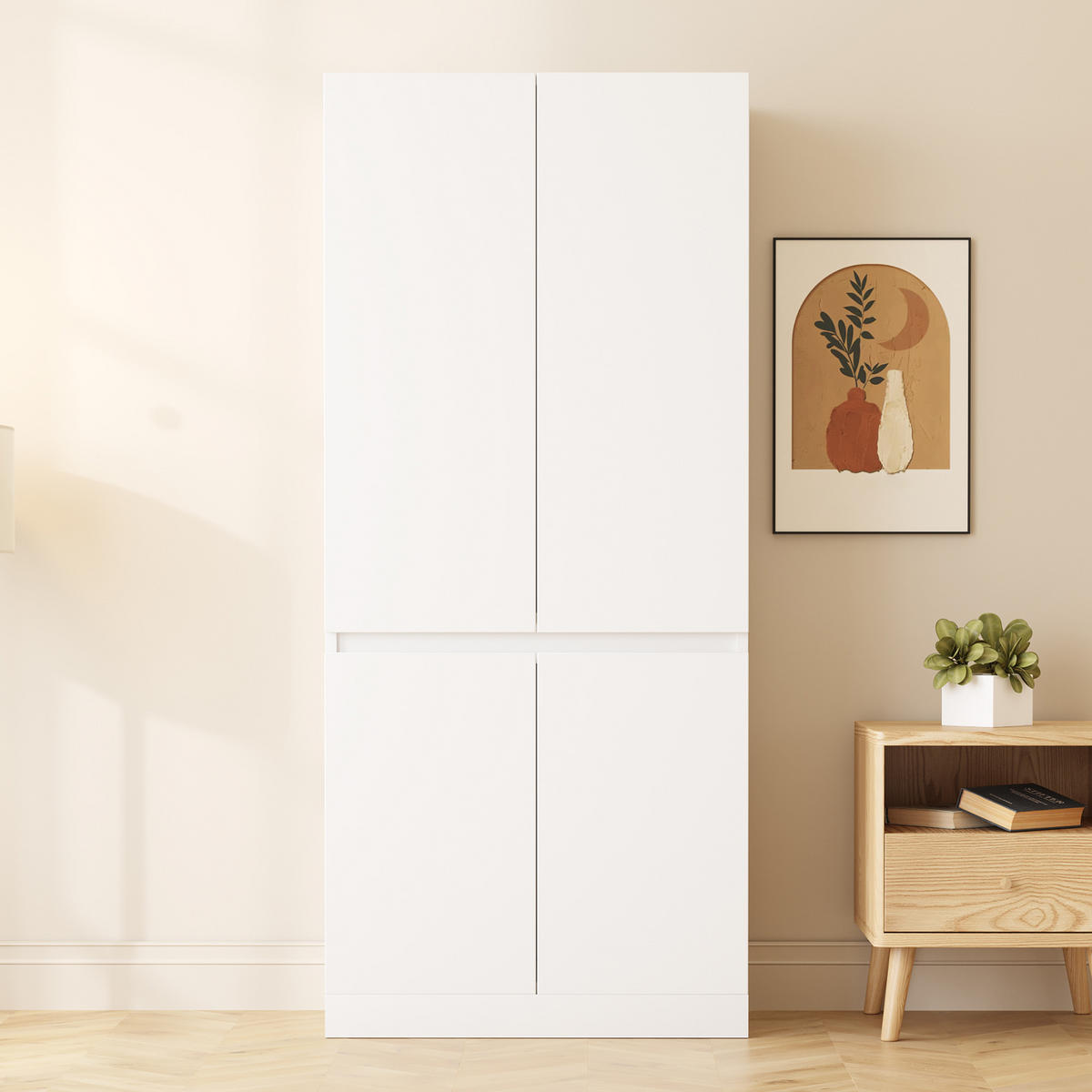 KLEIDERSCHRANK 70x40x170cm 2 Türen Stauraum Weiß - Weiß, Holz (70/170/40cm) - FLIEKS