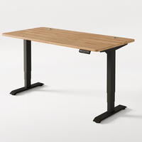 SCHREIBTISCH Elektrisch Höhenverstellbarer HomePro 160x80cm Schwarz/Massive Eiche mit Memory-Funktion, Anti-Kollisions Technologie - Eichefarben/Schwarz, Holz (80/160/63.5cm) - Desktronic