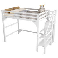 HOCHBETT 140/200 cm Weiß mit Kleiderschrank und Stauraumtreppe - Weiß, Holz (140/200cm) - Flora Grace