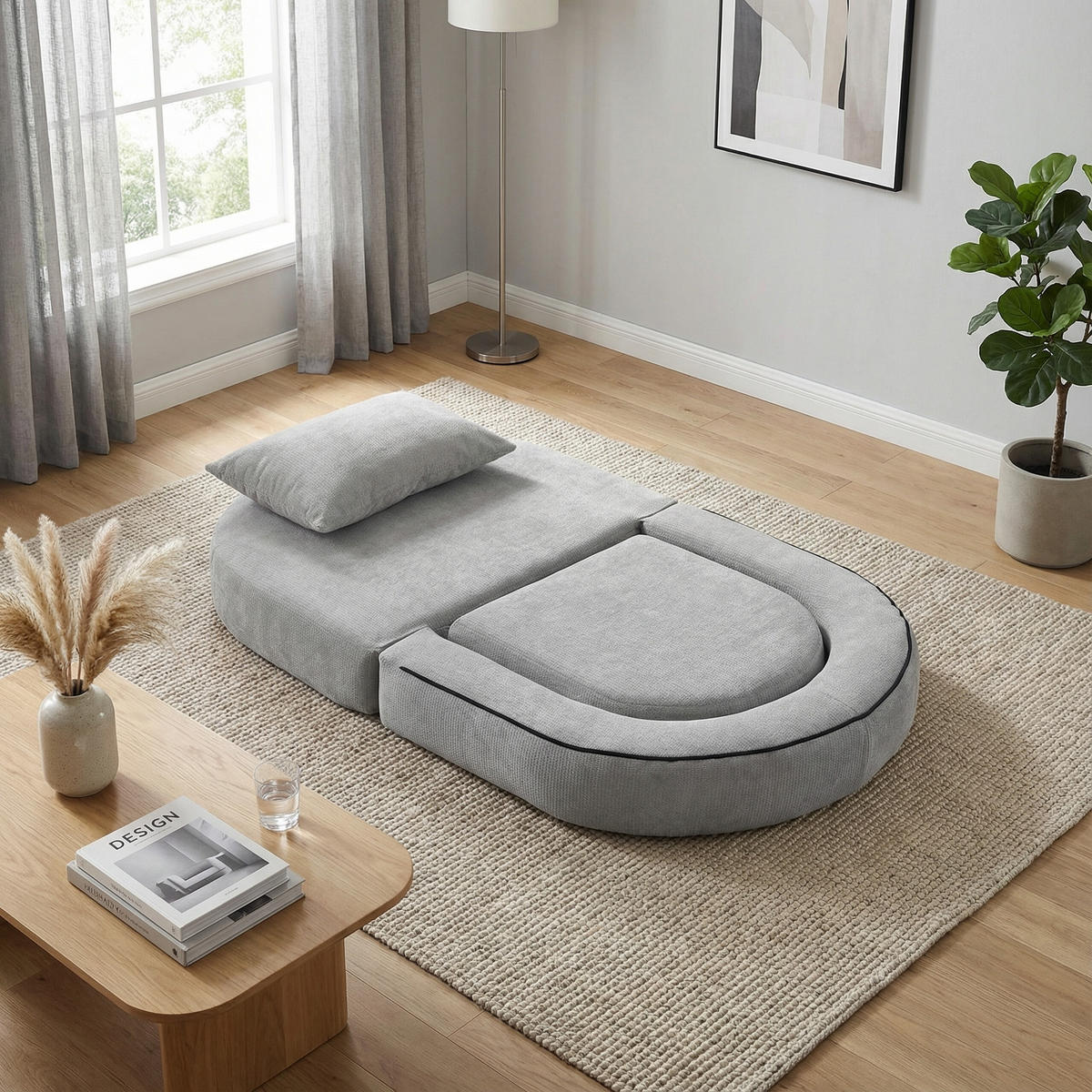 SCHLAFSESSEL in Chenille-Optik - Grau, Textil (101/41/90cm) - Urban Meuble