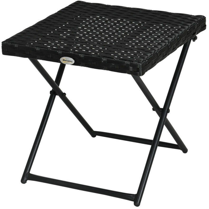 GARTENTISCH 40/40/40 cm schwarz aus Stahl und Polyrattan klappbar - Schwarz, Metall (40/40/40cm) - OKWISH