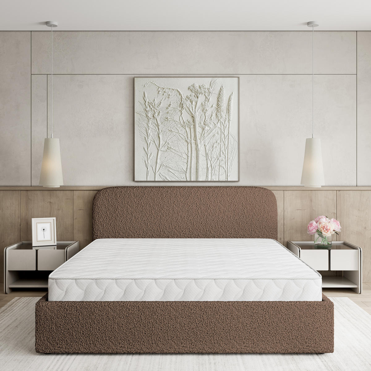 POLSTERBETT RENIVE Q 120x200 cm mit Bettkästen - Braun - Braun, Holz/Textil - MASSENO