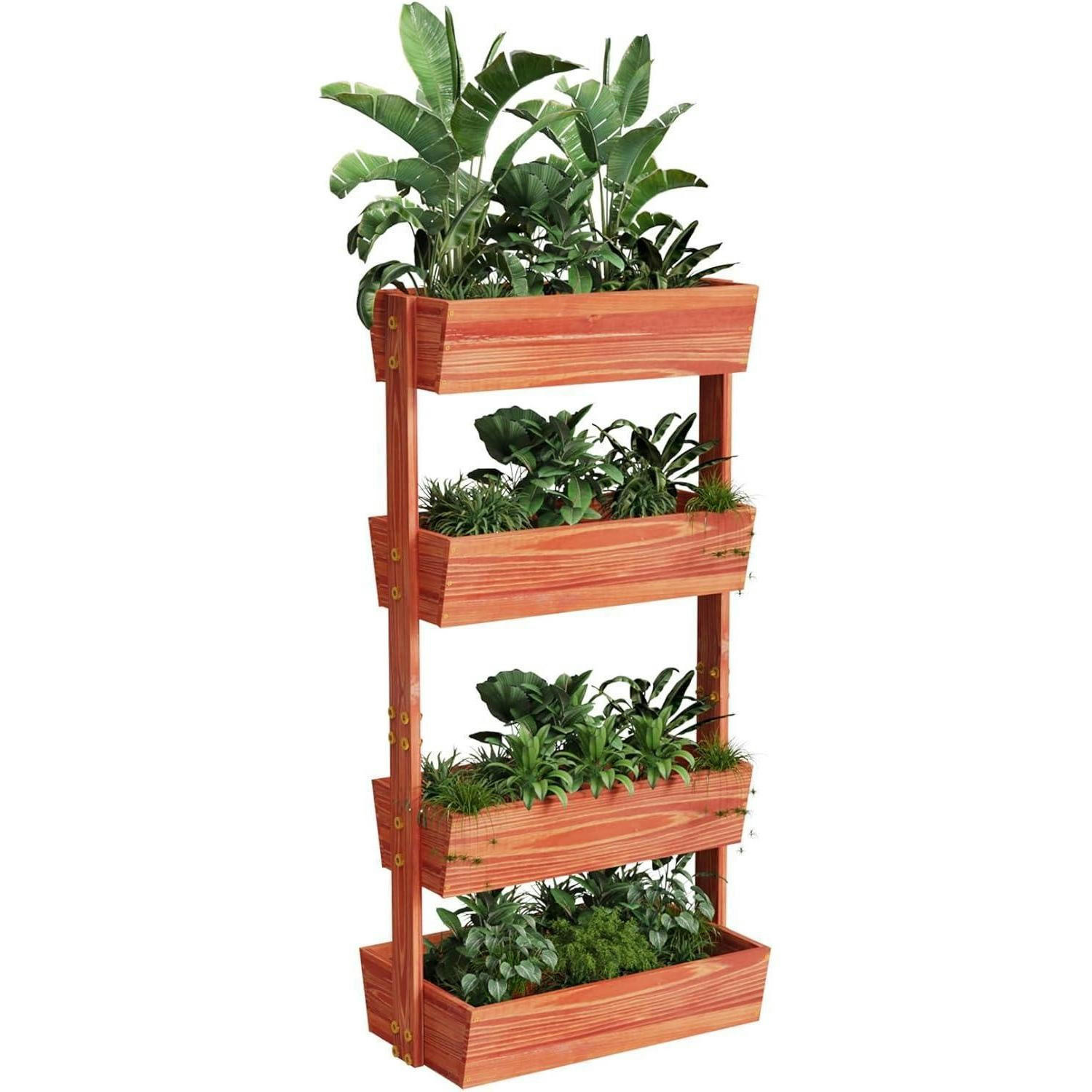 VERTIKALBEET mit 4 Kästen Kiefernholz verstellbar - Braun, Holz (36/17/77cm)