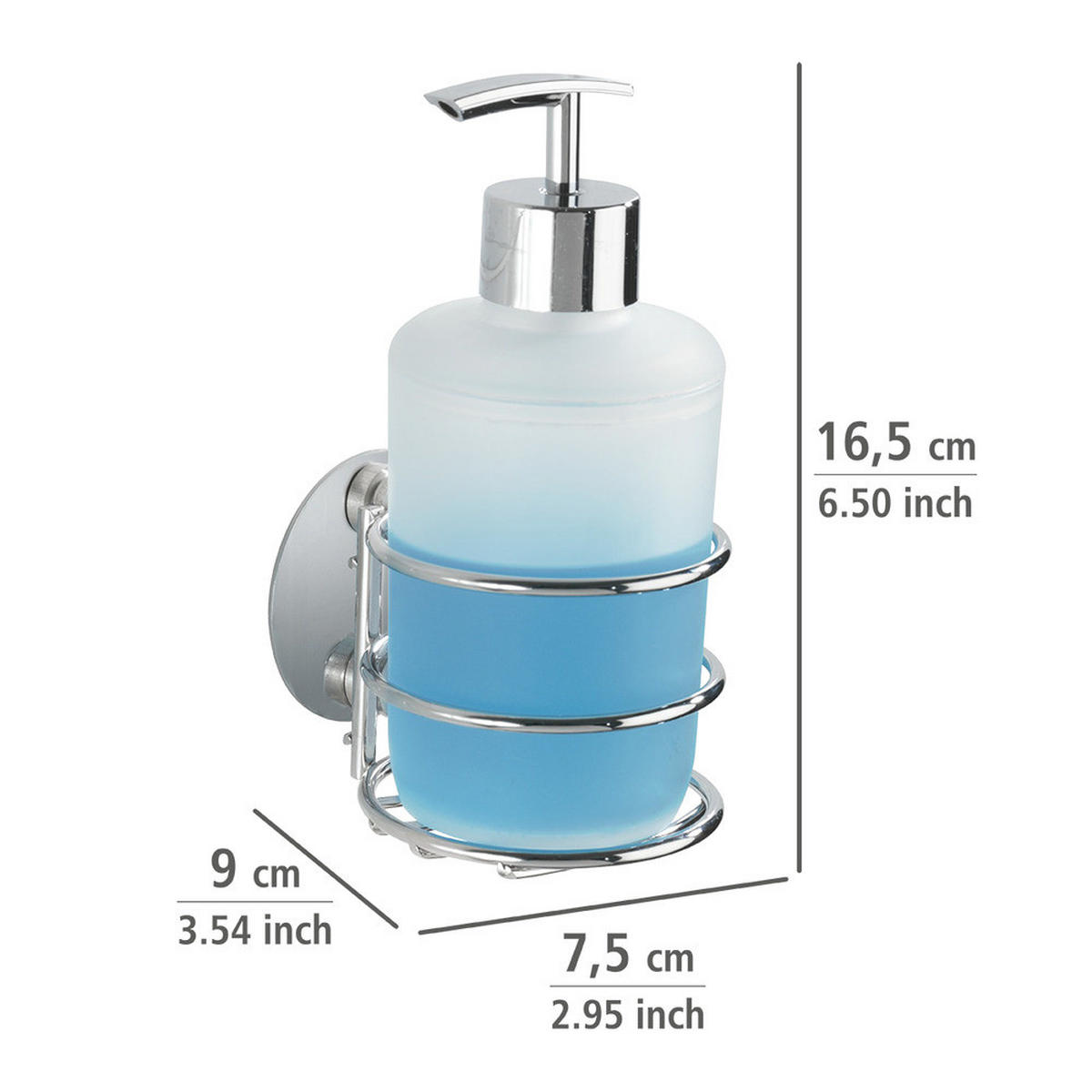 FLÜSSIGSEIFENHALTER mit Spender 9/5/16,5 cm - Silberfarben, Kunststoff (5/16.5/9cm) - Wenko