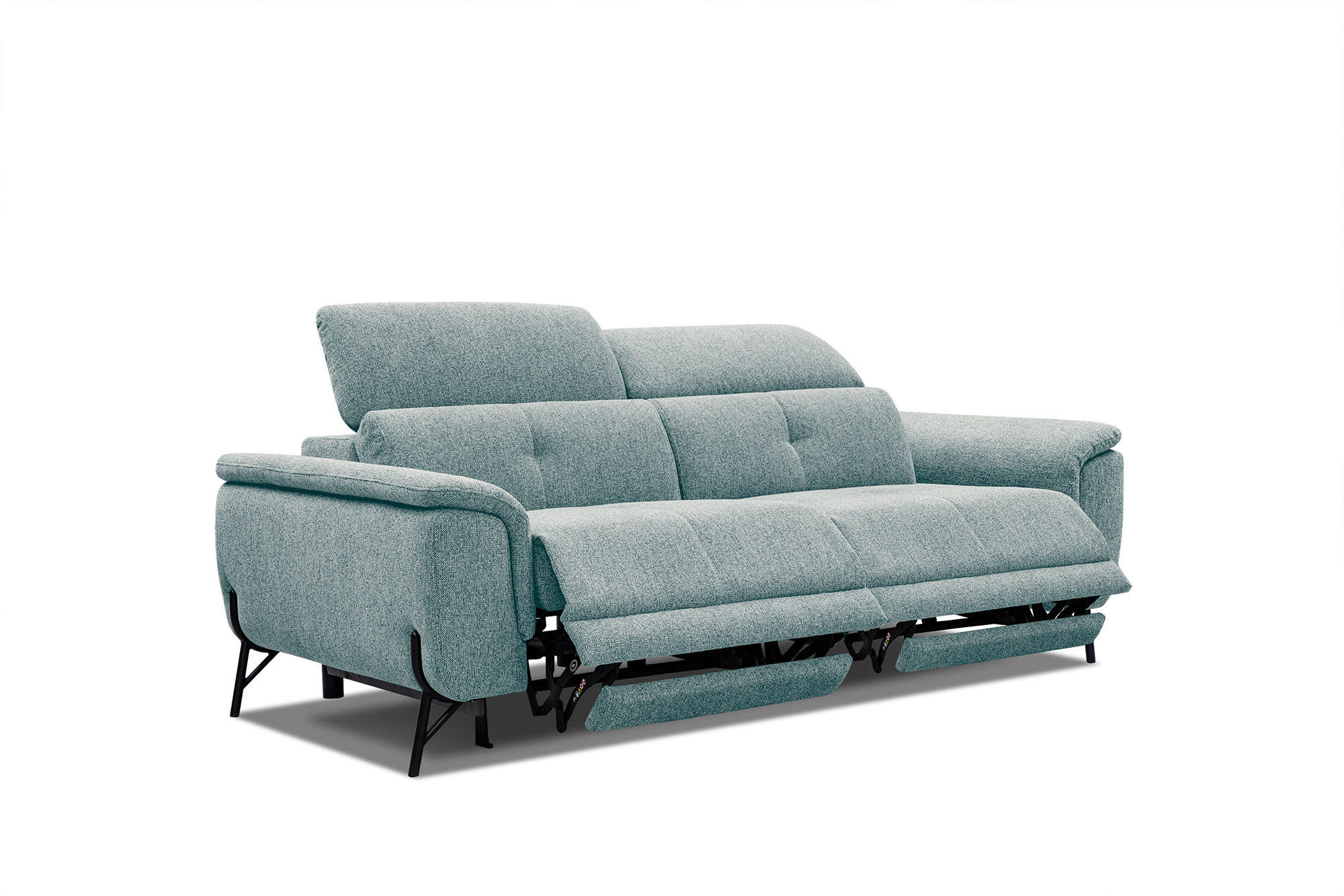 SOFA AVENA 3-Sitzer mit 2 Relaxfunktionen, mintgrün - Mintgrün, Holzwerkstoff/Textil (204/80/108cm) - Courtois Laville