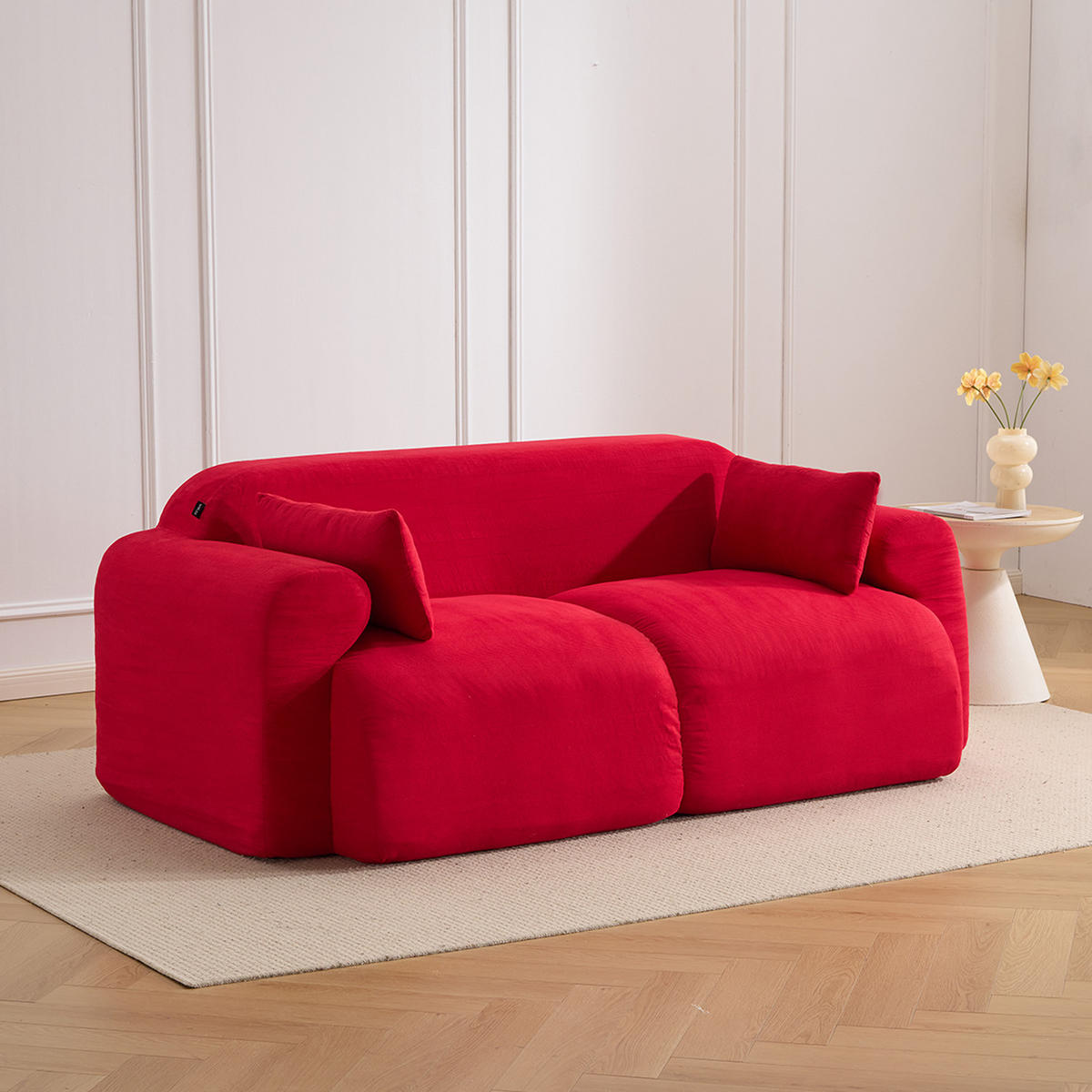 2-SITZER-SOFA Hochsättigung komprimiert, DE-42530, Rot - Rot, Textil (186/76/95cm) - ComfortXL