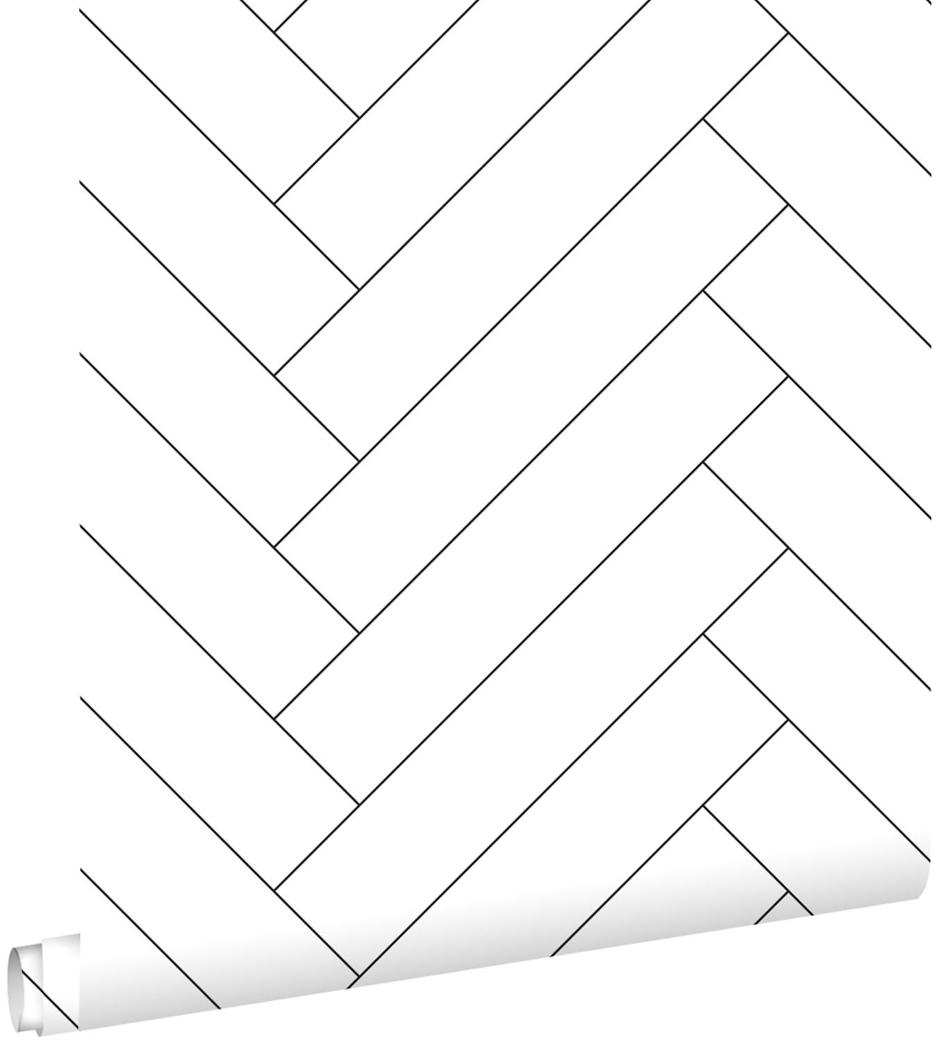 TAPETE Fischgrätmuster 53 cm x 10.05 m - Weiß, Papier (53/1000cm) - ESTAhome
