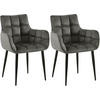 ESSZIMMERSTUHL 2er Set Samt Anthrazit - Anthrazit/Schwarz, Textil/Metall (62/87/59cm) - CLP
