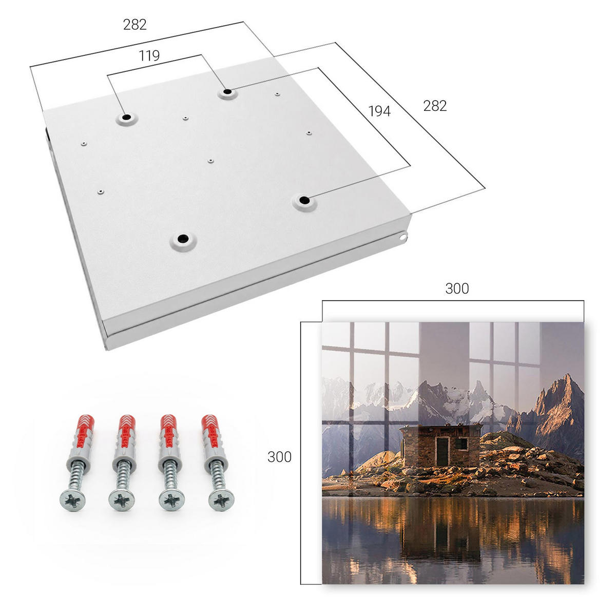 SCHLÜSSELBOX Weiß 30x30 cm – Türöffnung nach rechts - Bergfrieden - Braun, Metall (30/30/5cm) - TULUP