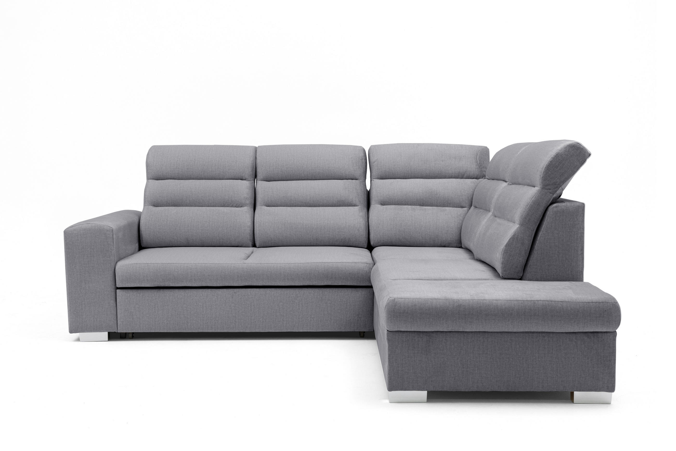 ECKSOFA CLOUD L Rechts mit Schlaffunktion 120x190 Velours Grau - Chromfarben/Grau, Holz/Kunststoff (260/202cm) - Muffo