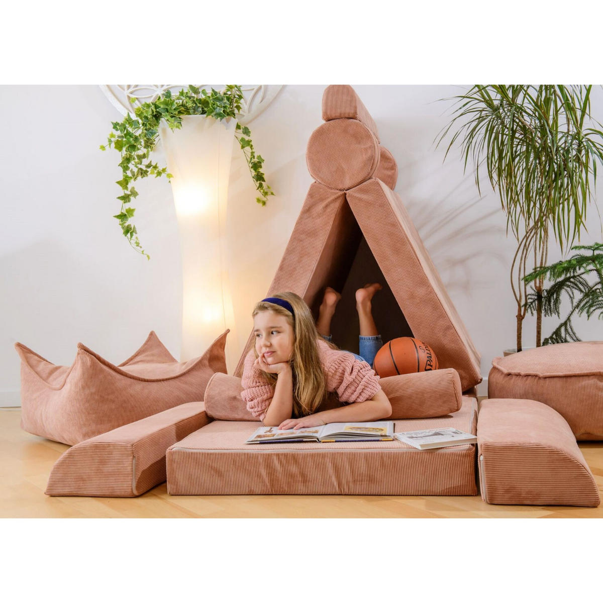 KINDERSOFA, Slimcord, Braun - Hellbraun, Textil (160/24/80cm) - MeowBaby