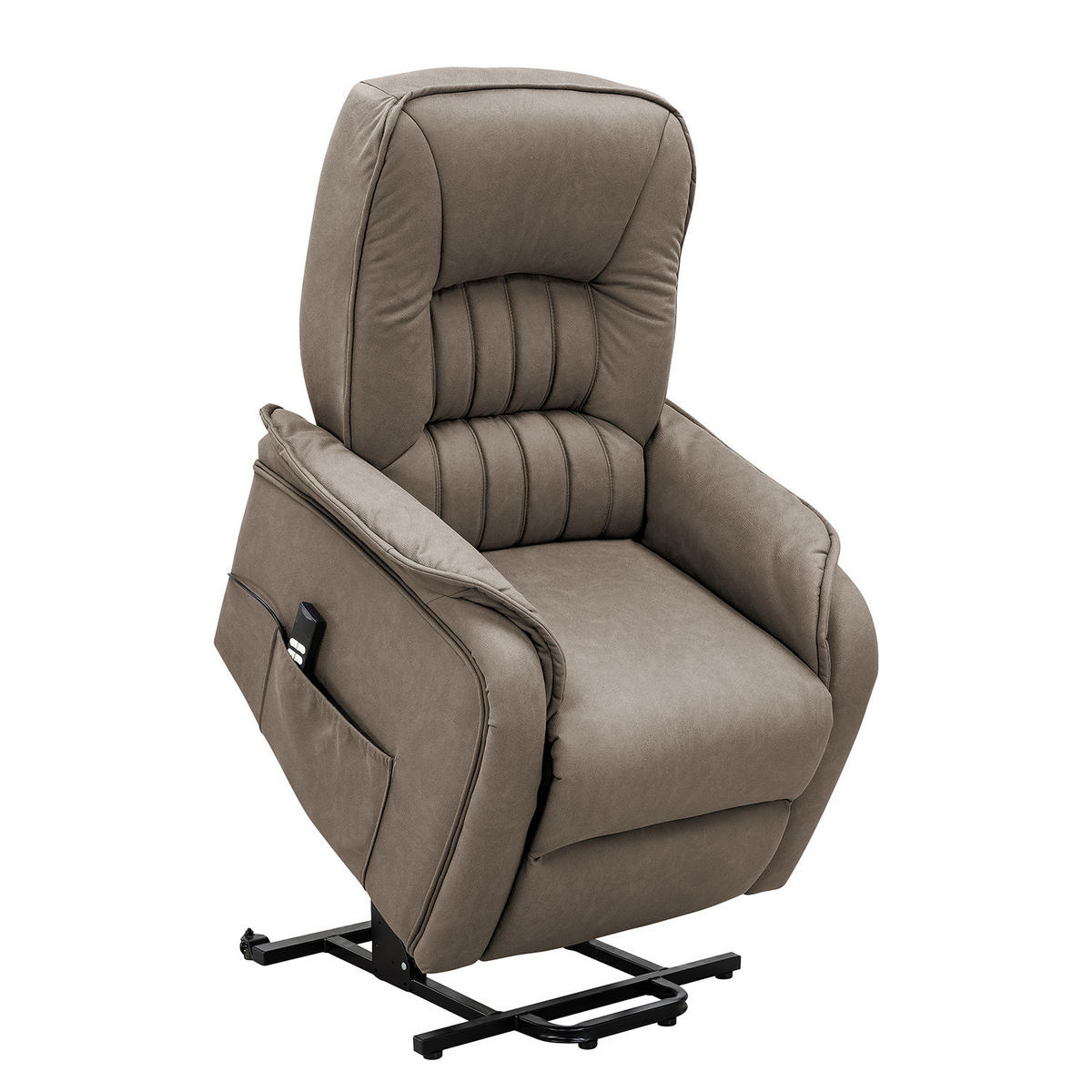 FERNSEHSESSEL mit Aufstehhilfe - Taupe - Microfaser - Taupe, Textil/Metall (77/113/87cm) - home24