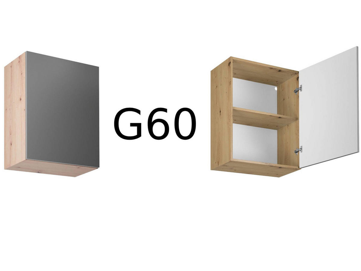 KÜCHENZEILE 440 cm - Langen KL7-M440 in Grau/Matt - Grau, Holz/Metall (440/212/58cm)