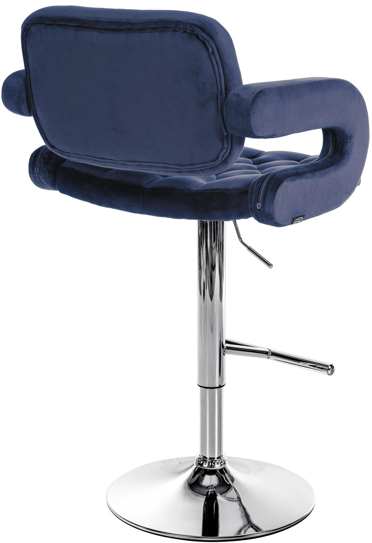 BARHOCKER Samt blau - Chromfarben/Blau, Textil (62/103/55cm) - CLP