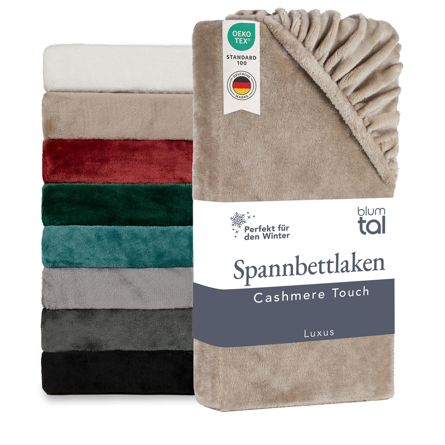 SPANNBETTLAKEN Cashmere Touch 180x200 cm Plüsch Beige - Taupe, Textil (200/180cm) - Blumtal
