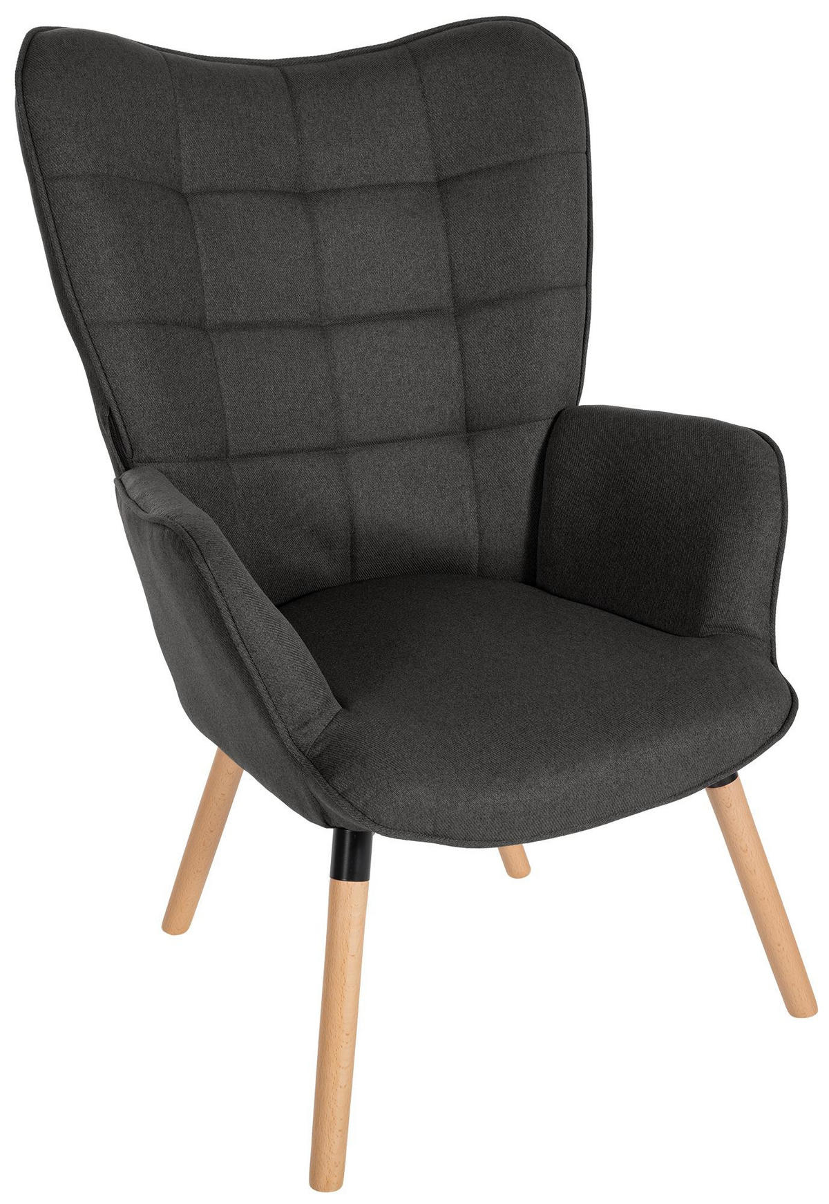 SESSEL Stoff dunkelgrau - Eukalyptusholzfarben/Dunkelgrau, Holz/Textil (68/101/73cm) - CLP