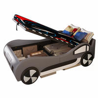 KINDERBETT Autobett 90/200 cm Grau mit Lattenrost und Stauraum - Grau, Holzwerkstoff (90/200cm) - MIVRAY