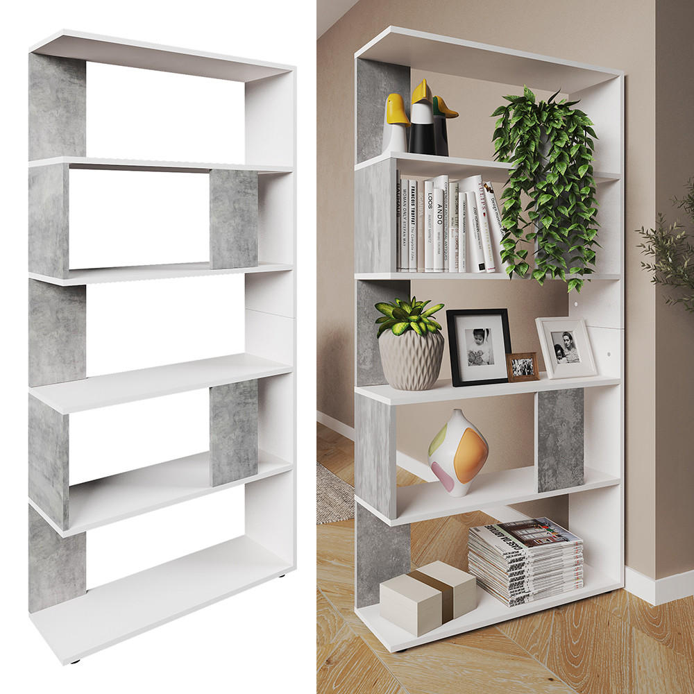 RAUMTEILER Beton 80 x 162.6 cm - Schieferfarben/Weiß, Holzwerkstoff (80/162.6/23.6cm) - Vicco