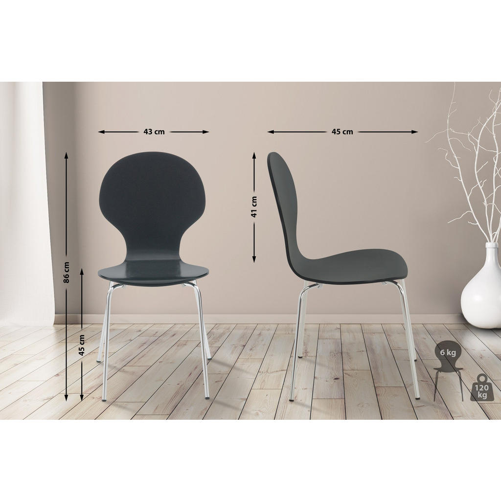 Thumbnail - CLP Besucherstuhl, Schwarz, Holz, 43x86x45 cm, Arbeitszimmer, Besucherstühle